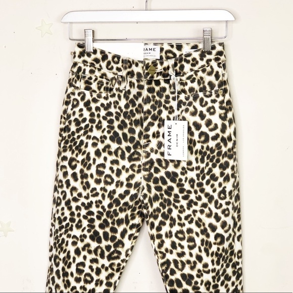𝅺Frame Ali high rise cigarette leopard print jeans - Picture 5 of 13